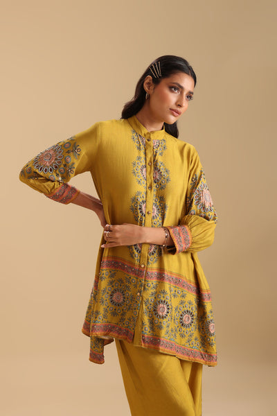 Sougat Paul Eraya Embellished Co-ord Set Yellow indian designer wear online shopping melange singapore