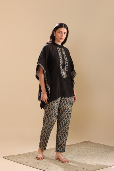 Sougat Paul Eraya Embellished Kaftan Set Black indian designer wear online shopping melange singapore
