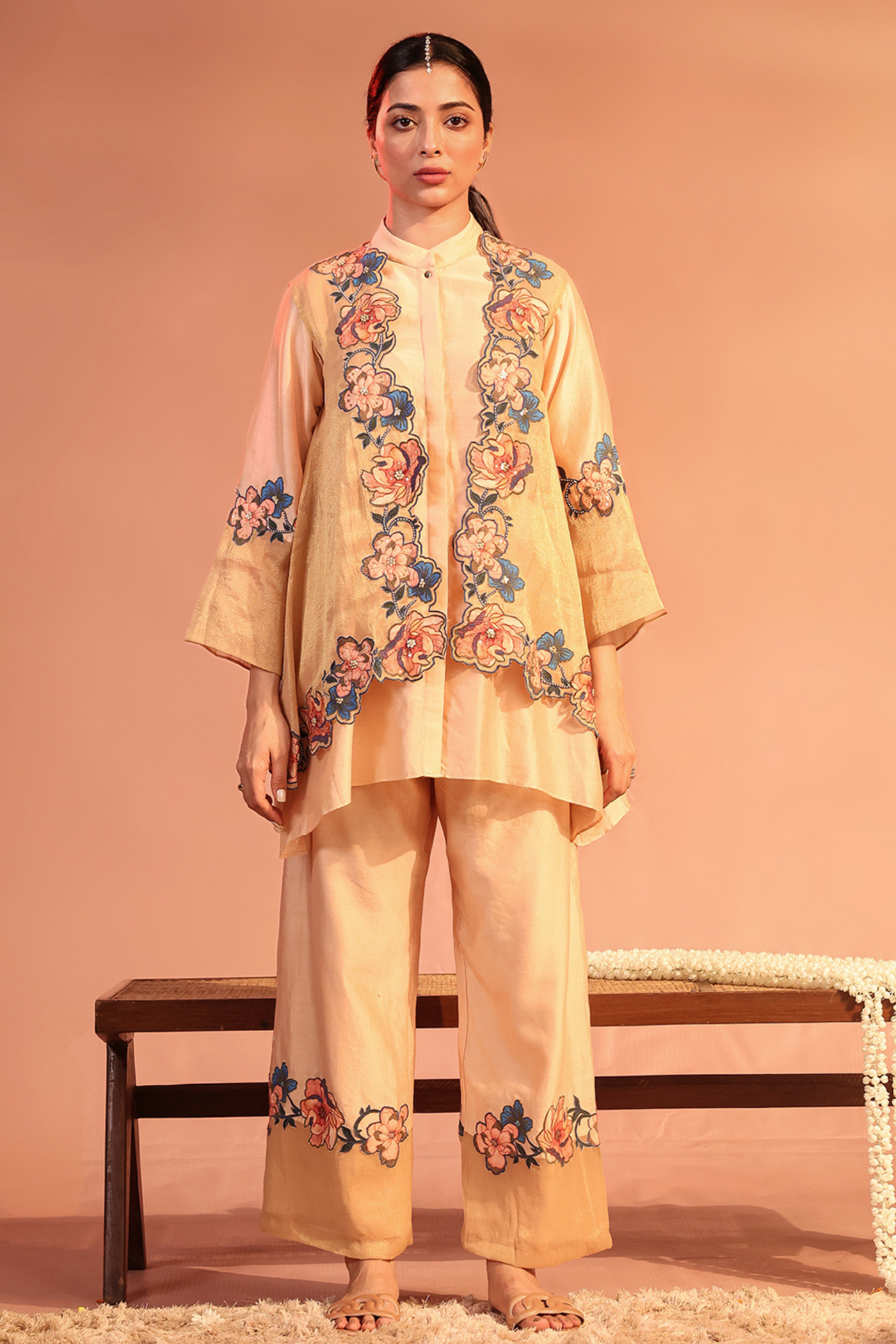 Sadira embroidered Kurta set with jacket Melange Singapore online Shopping Indian Designer Wear Sougat Paul