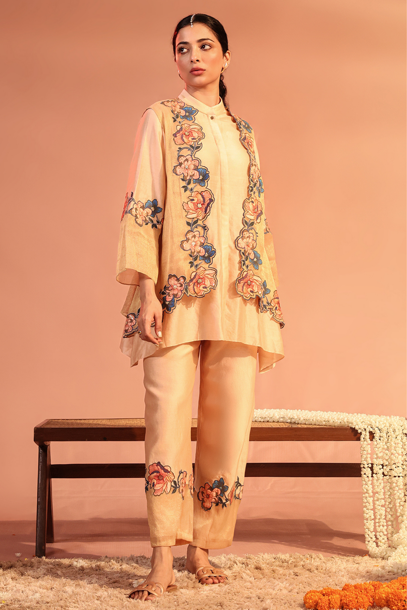 Sadira embroidered Kurta set with jacket Melange Singapore online Shopping Indian Designer Wear Sougat Paul