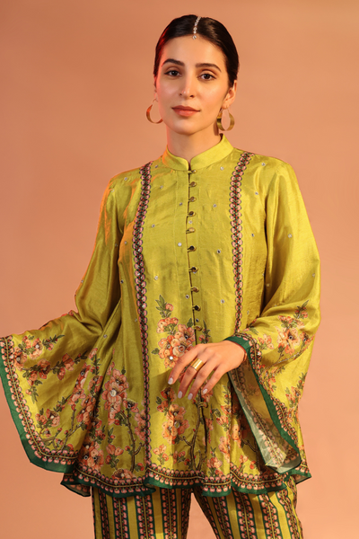 Tamaya Embroidered Kurta Set Yellow Sougat Paul Indian Designer Wear Melange Singapore Online Shopping