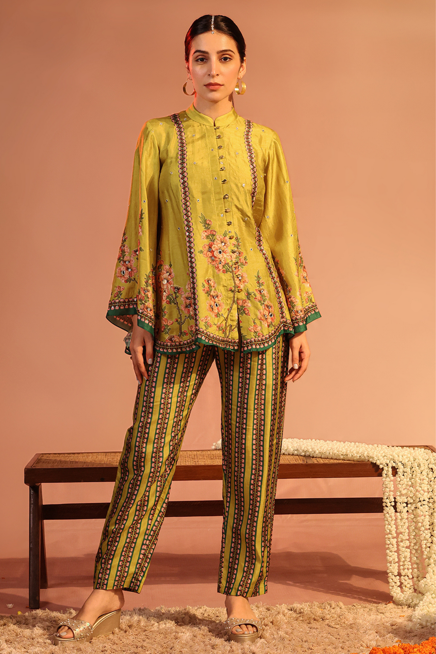 Tamaya Embroidered Kurta Set Yellow Sougat Paul Indian Designer Wear Melange Singapore Online Shopping