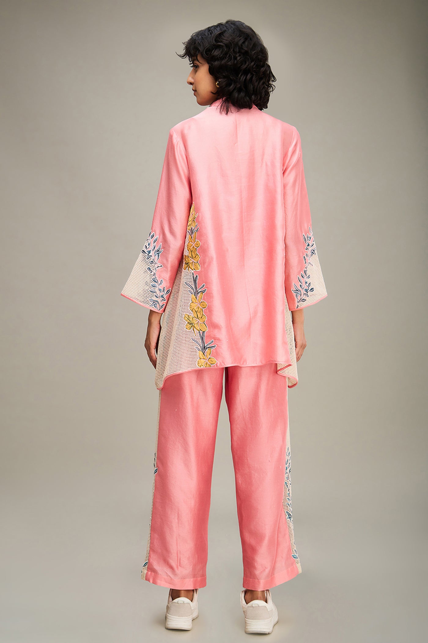 Sougat Paul Zinnia Applique Co-ord Set Pink indian designer wear online shopping melange singapore