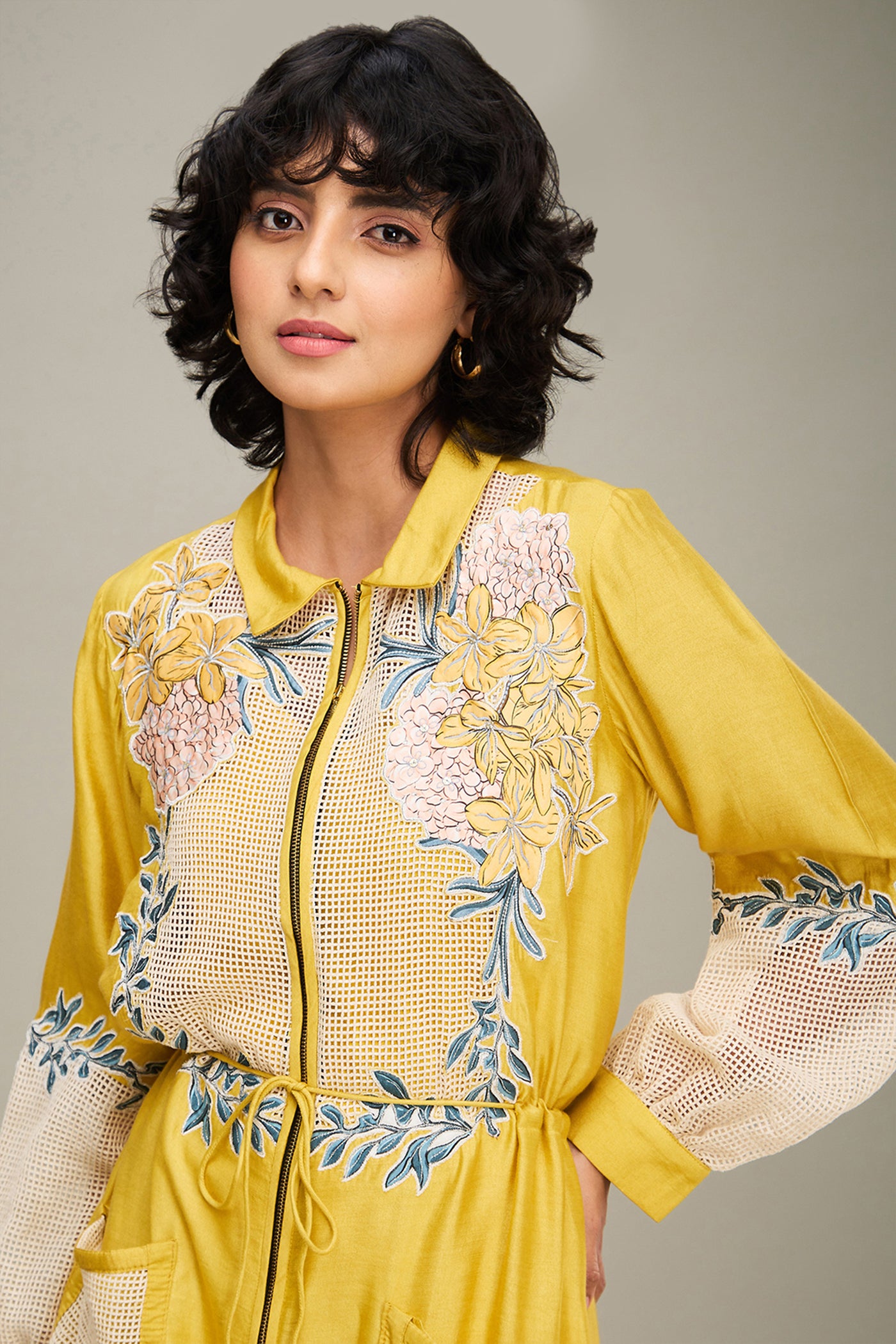 Sougat Paul Zinnia Applique Long Dress indian designer wear online shopping melange singapore