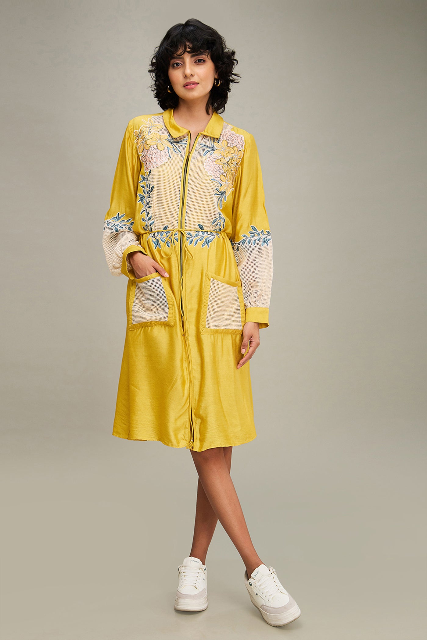 Sougat Paul Zinnia Applique Long Dress indian designer wear online shopping melange singapore