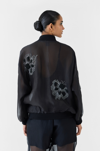 Ajisai Organza Bomber Studio Rigu Melange Singapore Online Shopping Indian Designer Wear Black