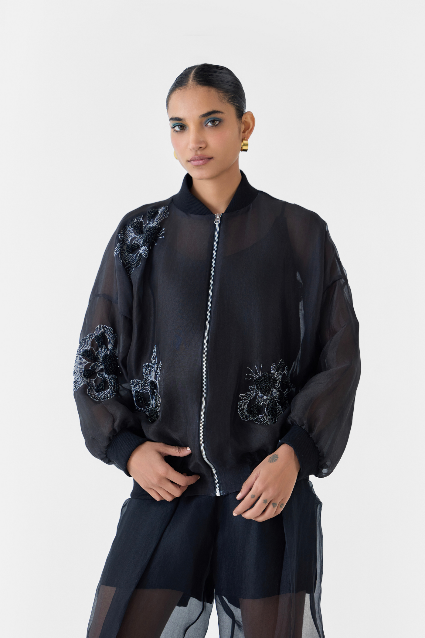 Ajisai Organza Bomber Studio Rigu Melange Singapore Online Shopping Indian Designer Wear Black