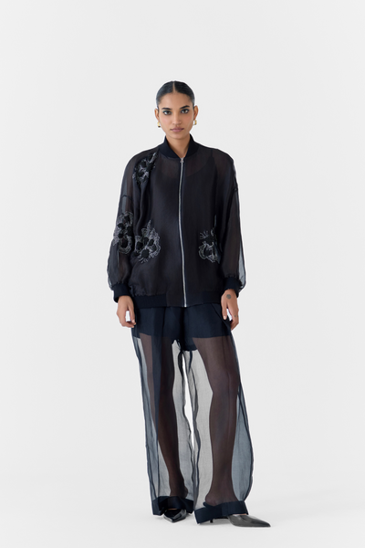 Ajisai Organza Bomber Studio Rigu Melange Singapore Online Shopping Indian Designer Wear Black