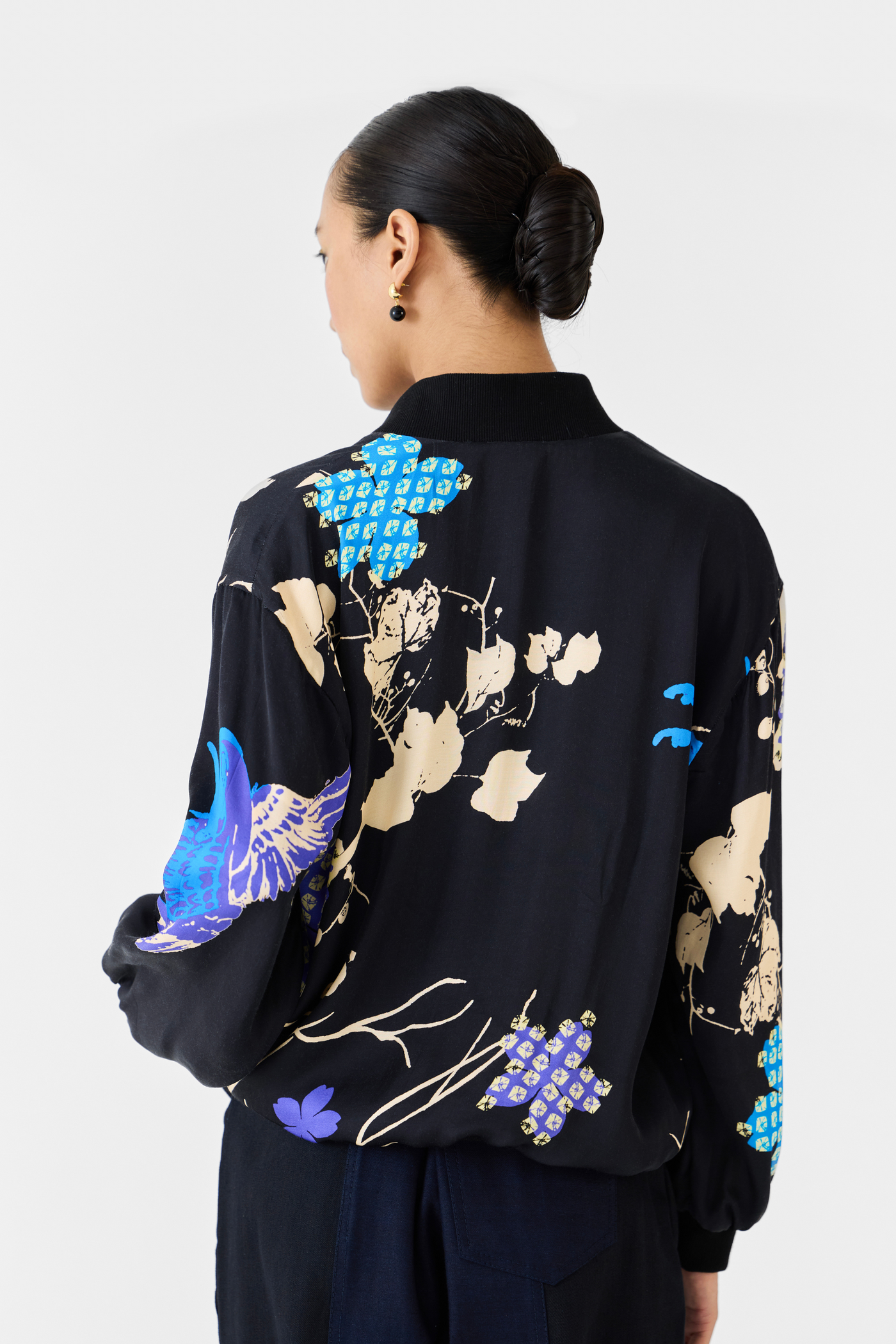 Black Crane Bomber Melange Singapore Online Shopping Indian Designer Wear Studio Rigu