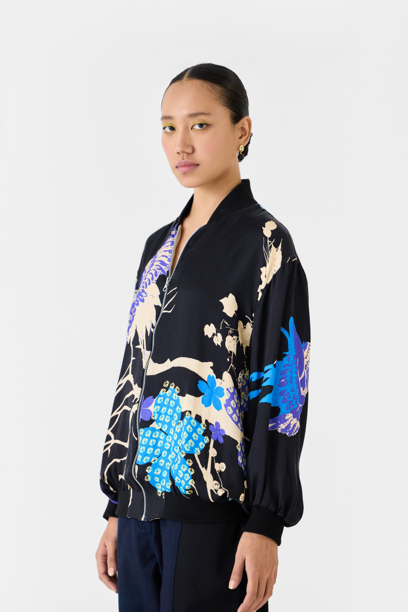 Black Crane Bomber Melange Singapore Online Shopping Indian Designer Wear Studio Rigu