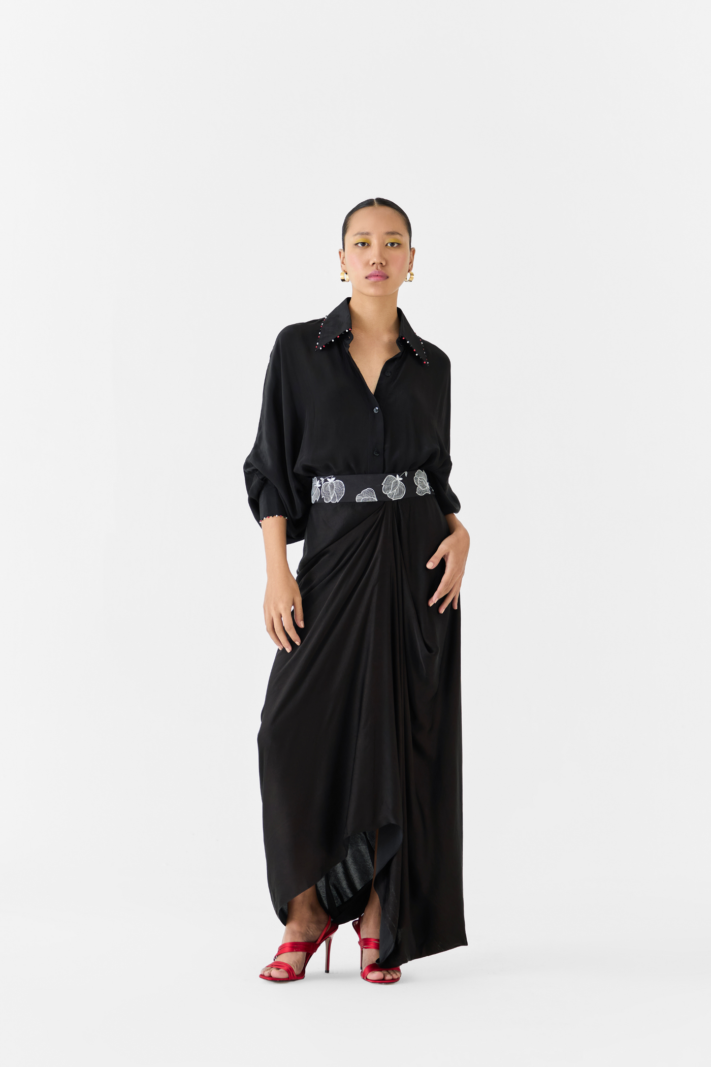 Black Tulip Batwing Shirt & Skirt Co-Ord