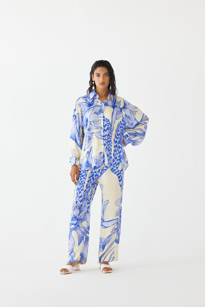 Studio Rigu Blue Aphrodite Shirt And Trousers indian designer wear online shopping melange singapore