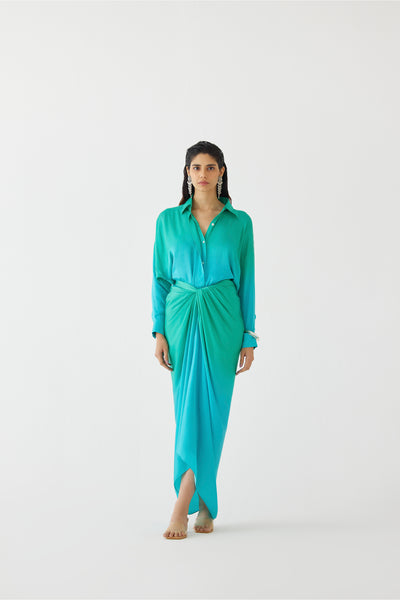 Studio Rigu Caspian Shirt Draped Dress indian designer wear online shopping melange singapore