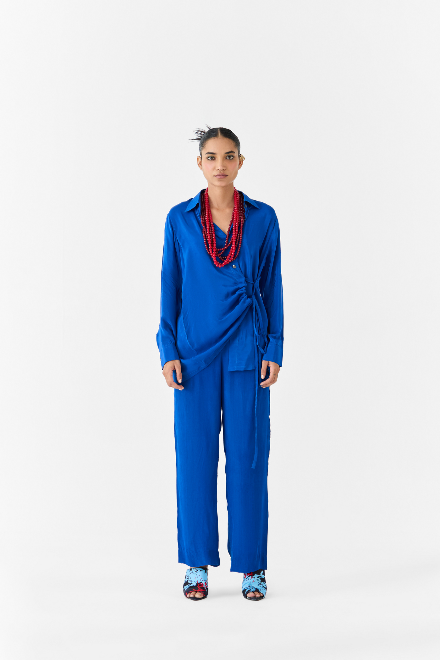 Indigo Shirt & Trousers Co-Ord Melange Singapore Online Shopping Royal Blue Indian Designer Wear Studio Rigu