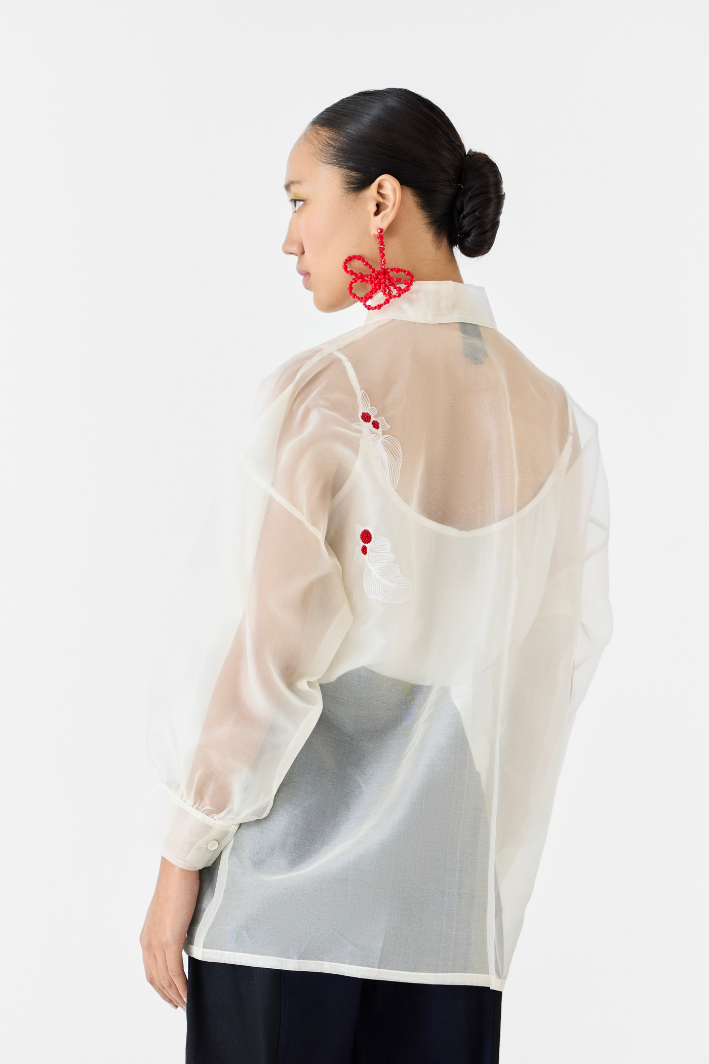 Koi Organza Shirt Melange Singapore Online Shopping Indian Designer Wear White Studio Rigu