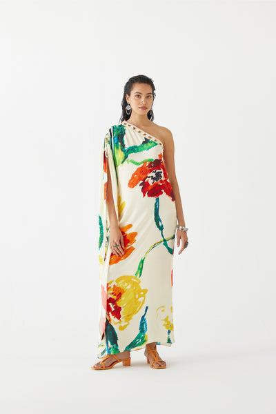 Studio Rigu Monet One Shoulder Drawstring Dress indian designer wear online shopping melange singapore