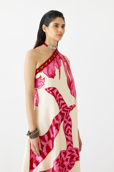 Studio Rigu Pink Aphrodite  One Shoulder Kurta And Flared Pants Co-ord indian designer wear online shopping melange singapore