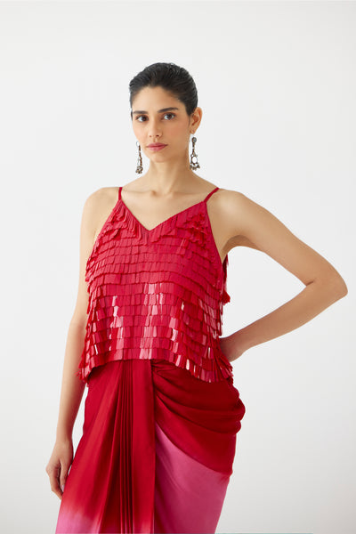 Studio Rigu Ruby Blouse And Draped Skirt indian designer wear online shopping melange singapore