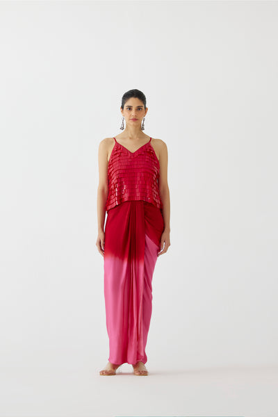 Studio Rigu Ruby Blouse And Draped Skirt indian designer wear online shopping melange singapore