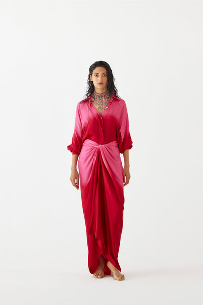 Studio Rigu Ruby Shirt Draped Dress indian designer wear online shopping melange singapore