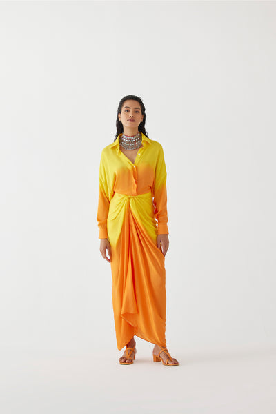 Studio Rigu Twilight Shirt Draped Dress indian designer wear online shopping melange singapore