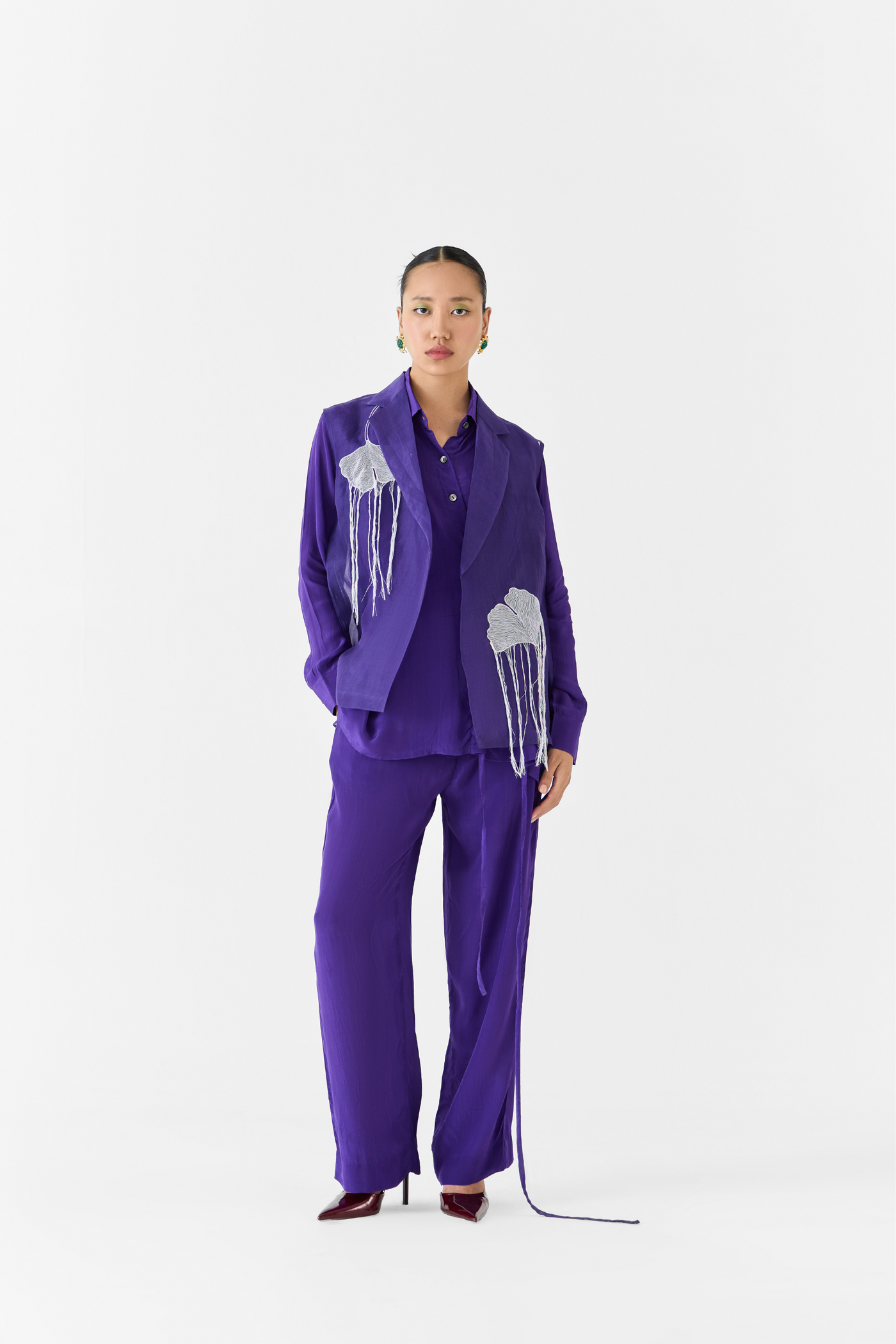 Violet Organza Jacket Melange Singapore Online Shopping Indian Designer Wear Purple Studio Rigu