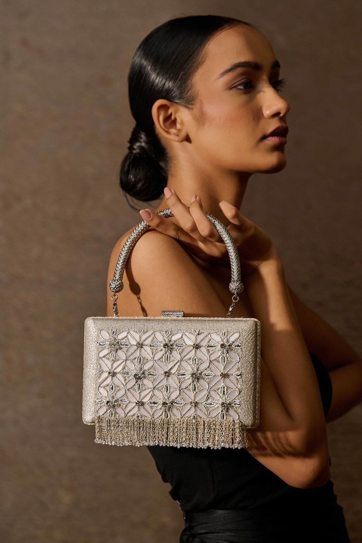 Tarun Tahiliani Accessories Mirrored Hand Bag indian designer wear online shopping melange singapore