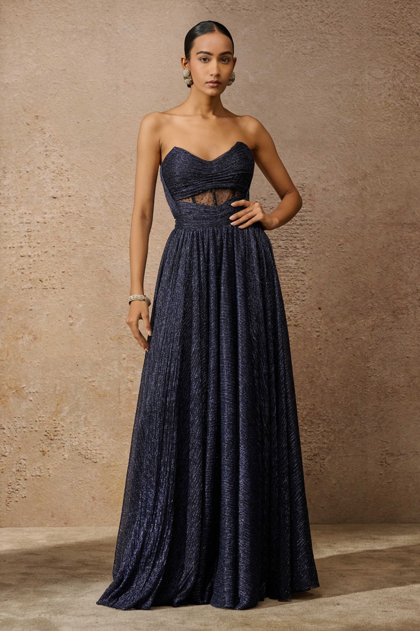 Tarun Tahiliani Classic Crinkle Gown indian designer wear online shopping melange singapore
