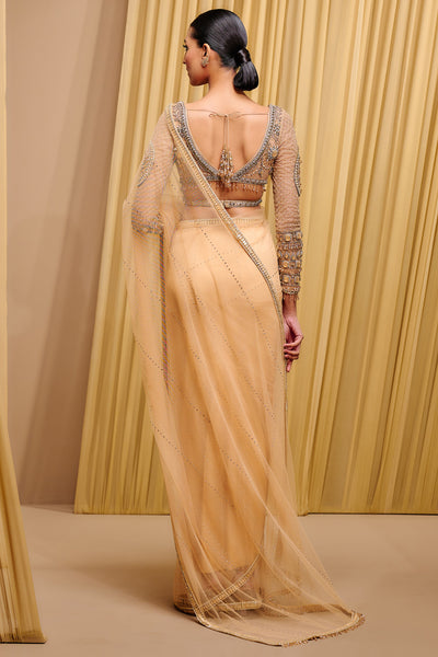 Tarun Tahiliani Classic Embroidered Tulle Saree indian designer wear online shopping melange singapore
