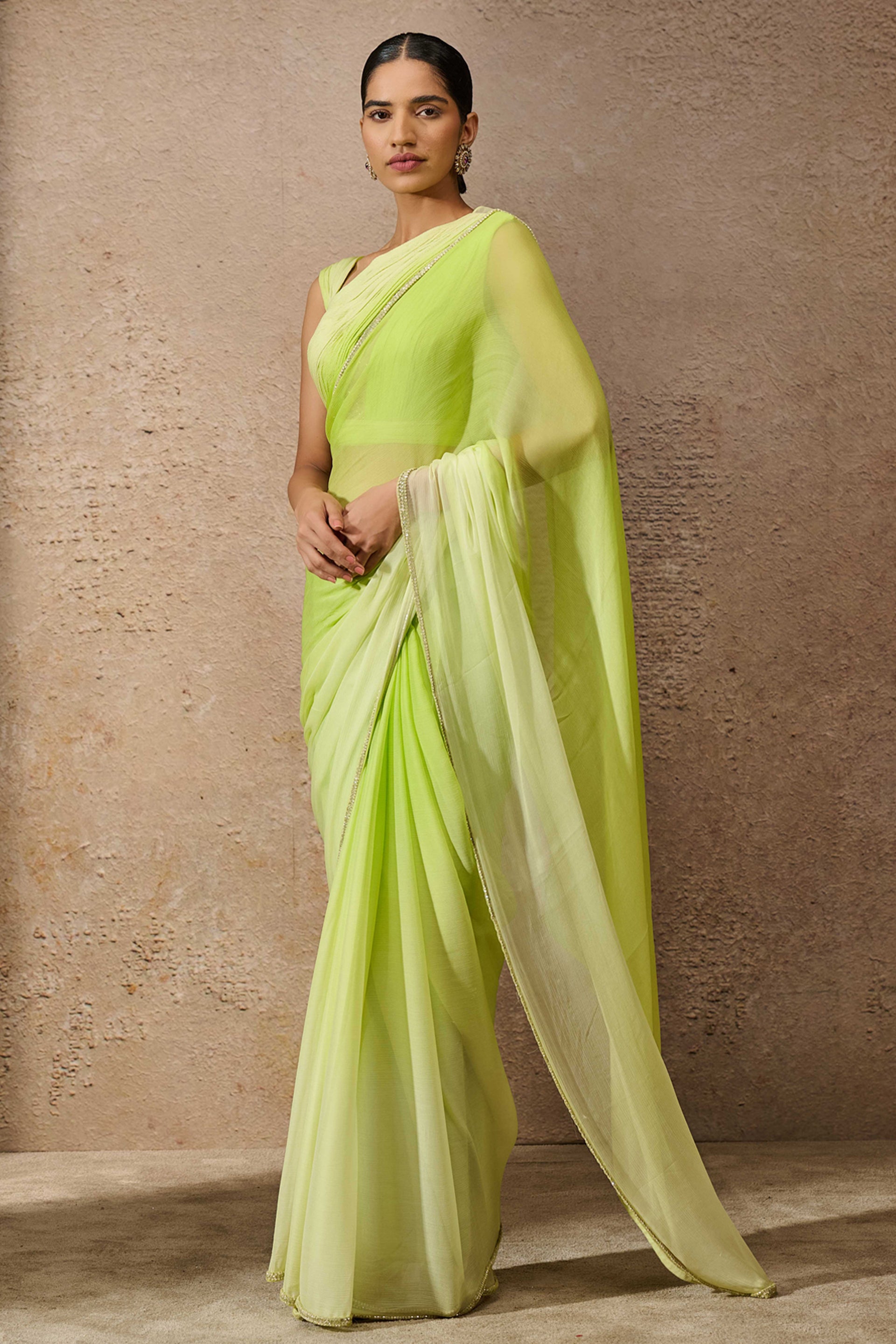 Tarun Tahiliani Classic Ombre Chiffon Saree indian designer wear online shopping melange singapore