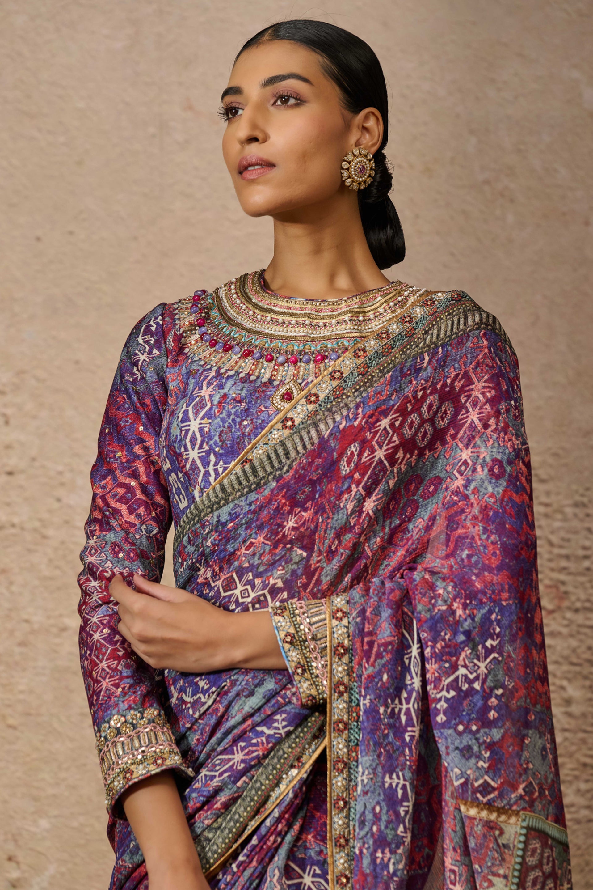 Tarun Tahiliani Classic Printed Saree indian designer wear online shopping melange singapore