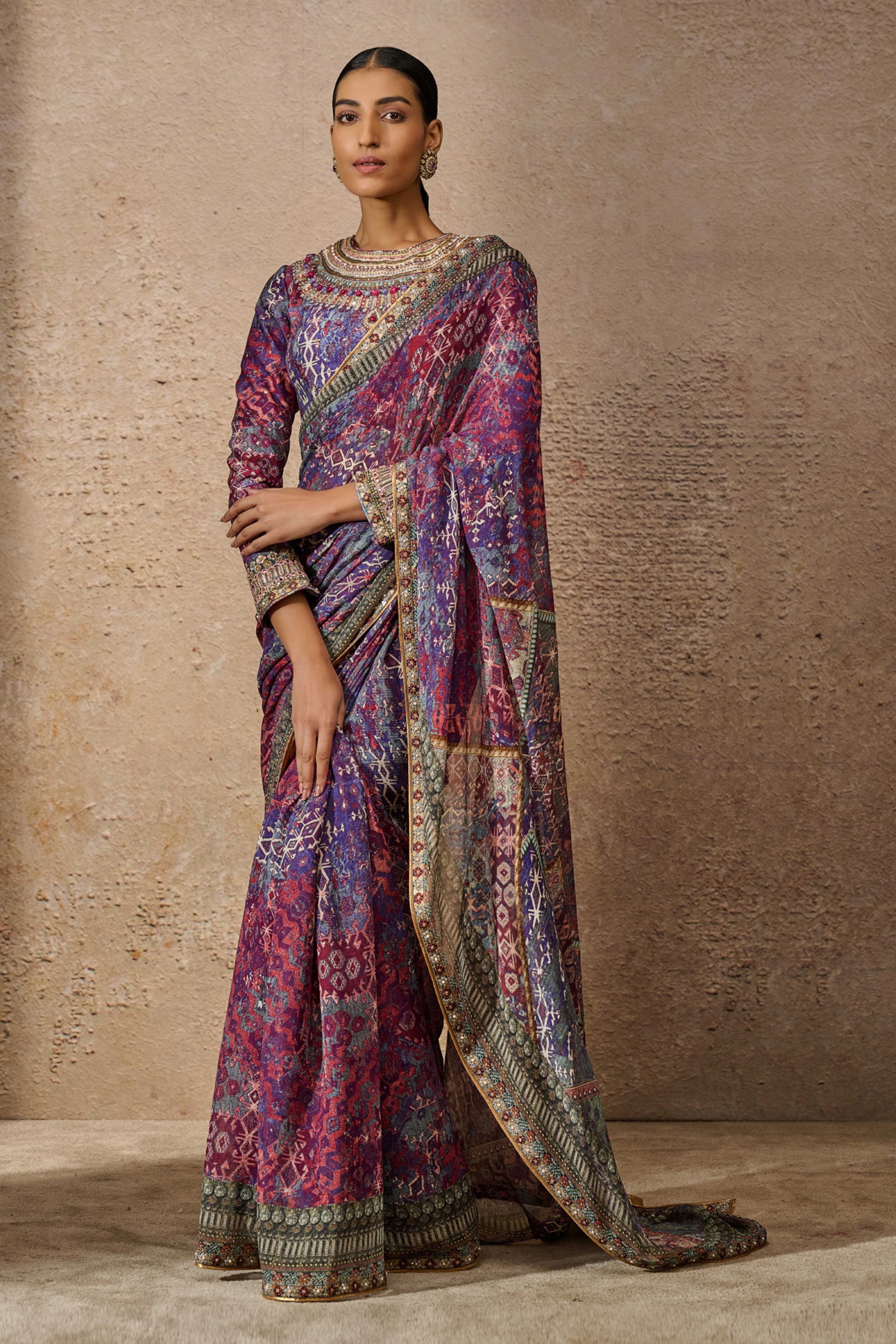 Tarun Tahiliani Classic Printed Saree indian designer wear online shopping melange singapore