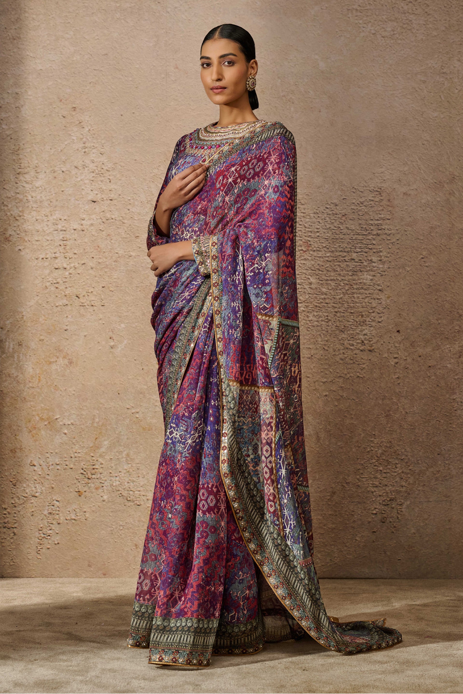 Tarun Tahiliani Classic Printed Saree indian designer wear online shopping melange singapore