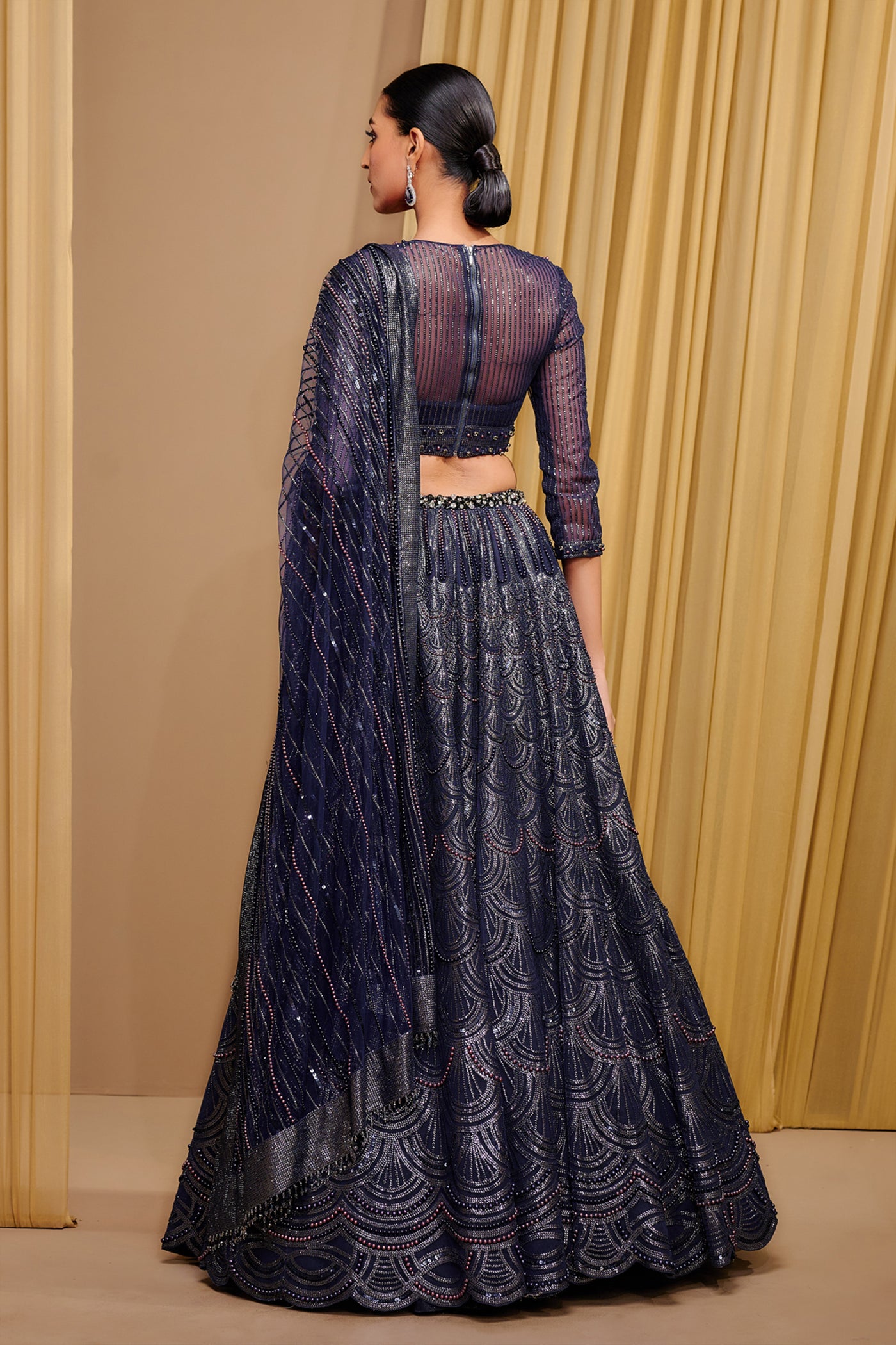 Tarun Tahiliani Classic Sequin Lehenga indian designer wear online shopping melange singapore
