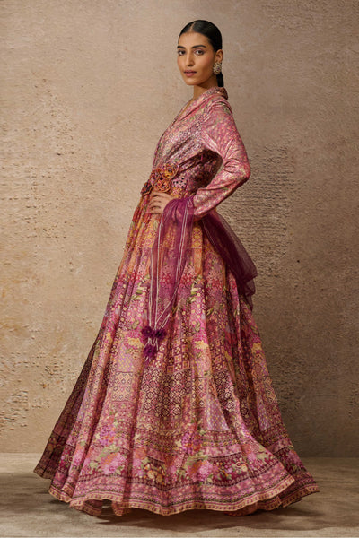 Tarun Tahiliani Foil Jersey Printed Anarkali indian designer wear online shopping melange singapore