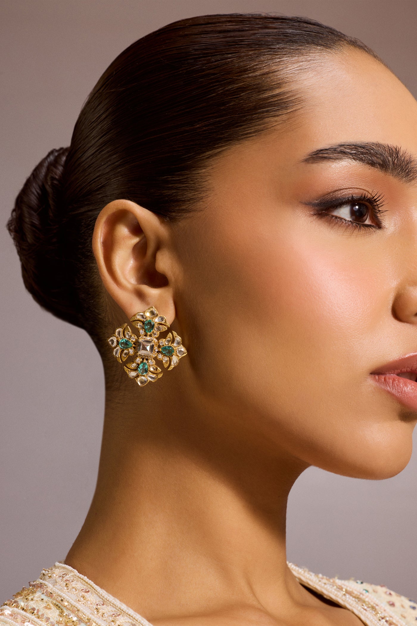 Tarun Tahiliani Jewellery Emerald Crystal Earring indian designer wear online shopping melange singapore