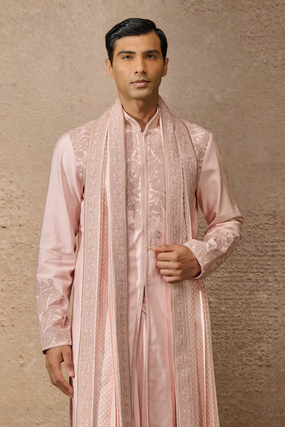 Tarun Tahiliani Menswear Classic Embroidered Kurta Set Salmon indian designer wear online shopping melange singapore