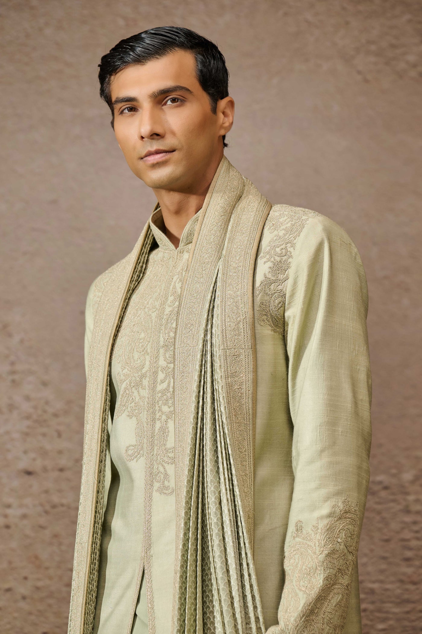 Tarun Tahiliani Menswear Classic Jade Embroidered Kurta Set indian designer wear online shopping melange singapore