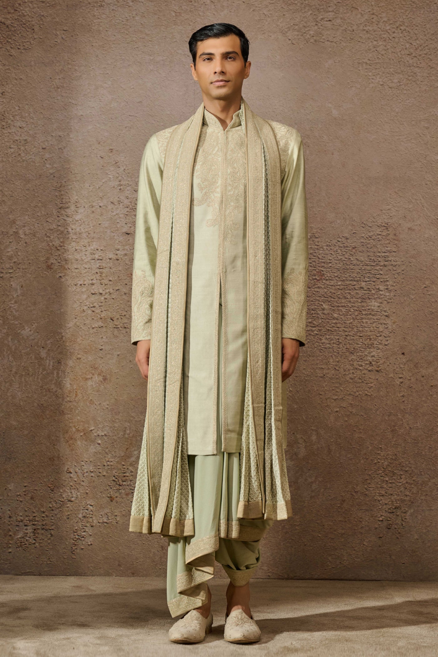 Tarun Tahiliani Menswear Classic Jade Embroidered Kurta Set indian designer wear online shopping melange singapore