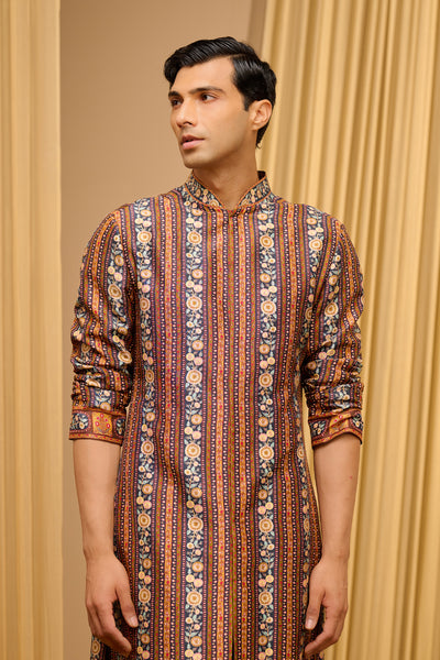 Tarun Tahiliani Menswear Classic Printed Kurta indian designer wear online shopping melange singapore