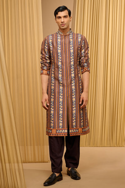 Tarun Tahiliani Menswear Classic Printed Kurta indian designer wear online shopping melange singapore