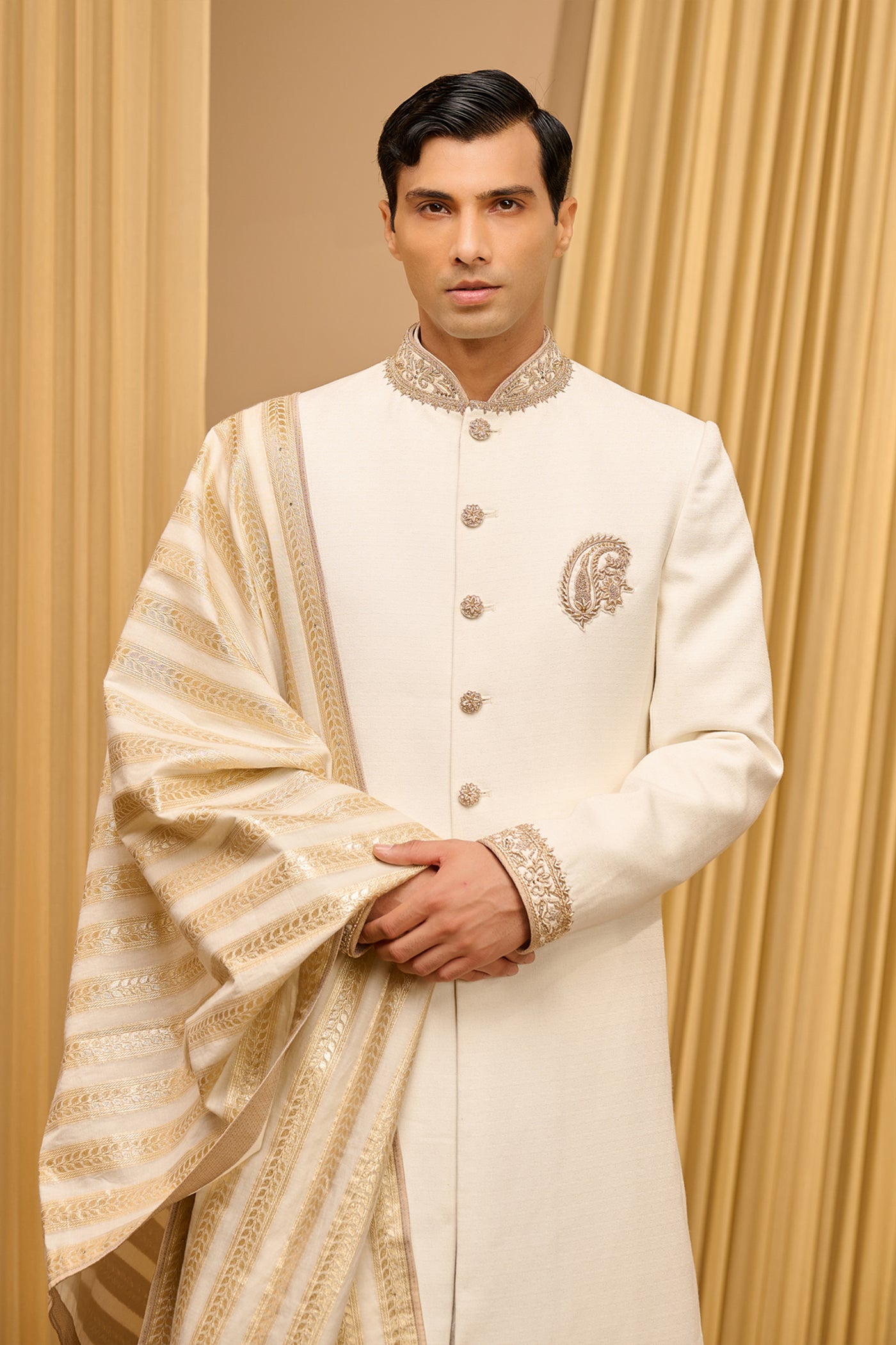 Tarun Tahiliani Menswear Classic Sherwani Set indian designer wear online shopping melange singapore
