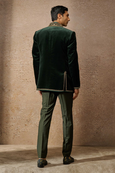 Tarun Tahiliani Menswear Emerald Indowestern Bandgala Set indian designer wear online shopping melange singapore