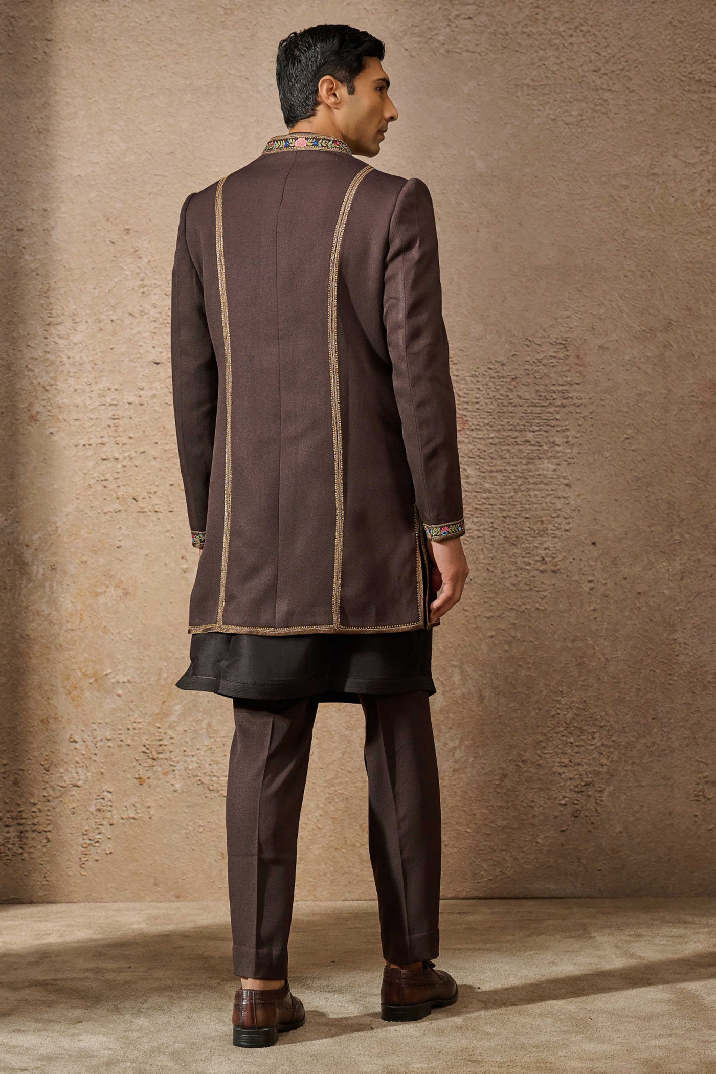 Tarun Tahiliani Menswear Indo Western Floral Sherwani Set indian designer wear online shopping melange singapore