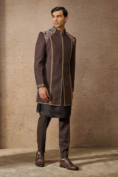 Tarun Tahiliani Menswear Indo Western Floral Sherwani Set indian designer wear online shopping melange singapore