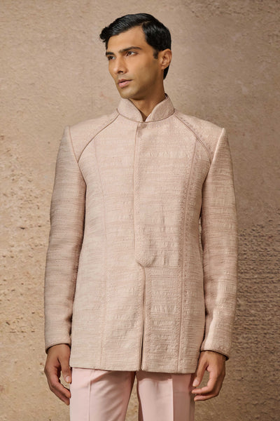 Tarun Tahiliani Menswear Indowestern Bandgala Set Salmon indian designer wear online shopping melange singapore