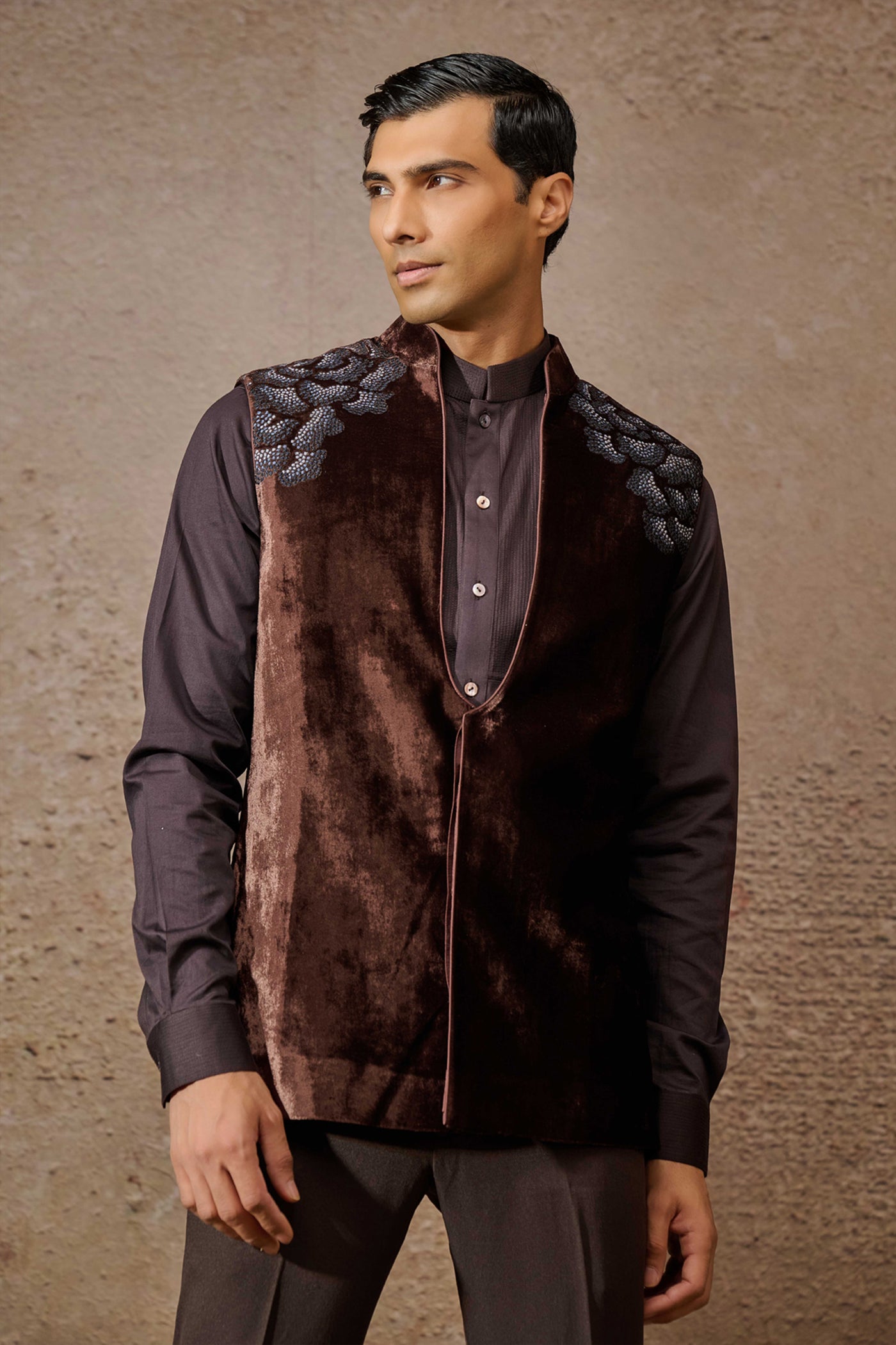 Indowestern Waistcoat Set Brown