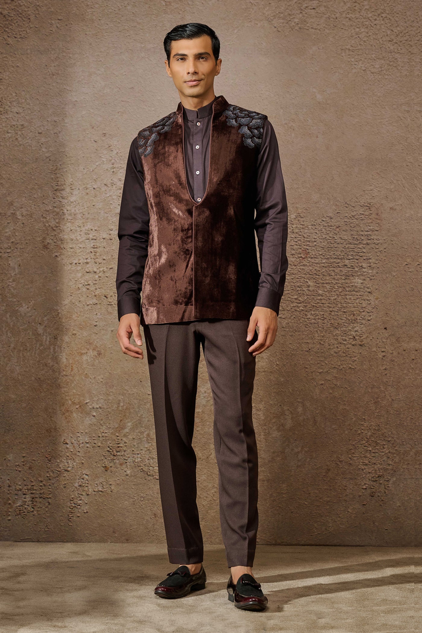 Indowestern Waistcoat Set Brown