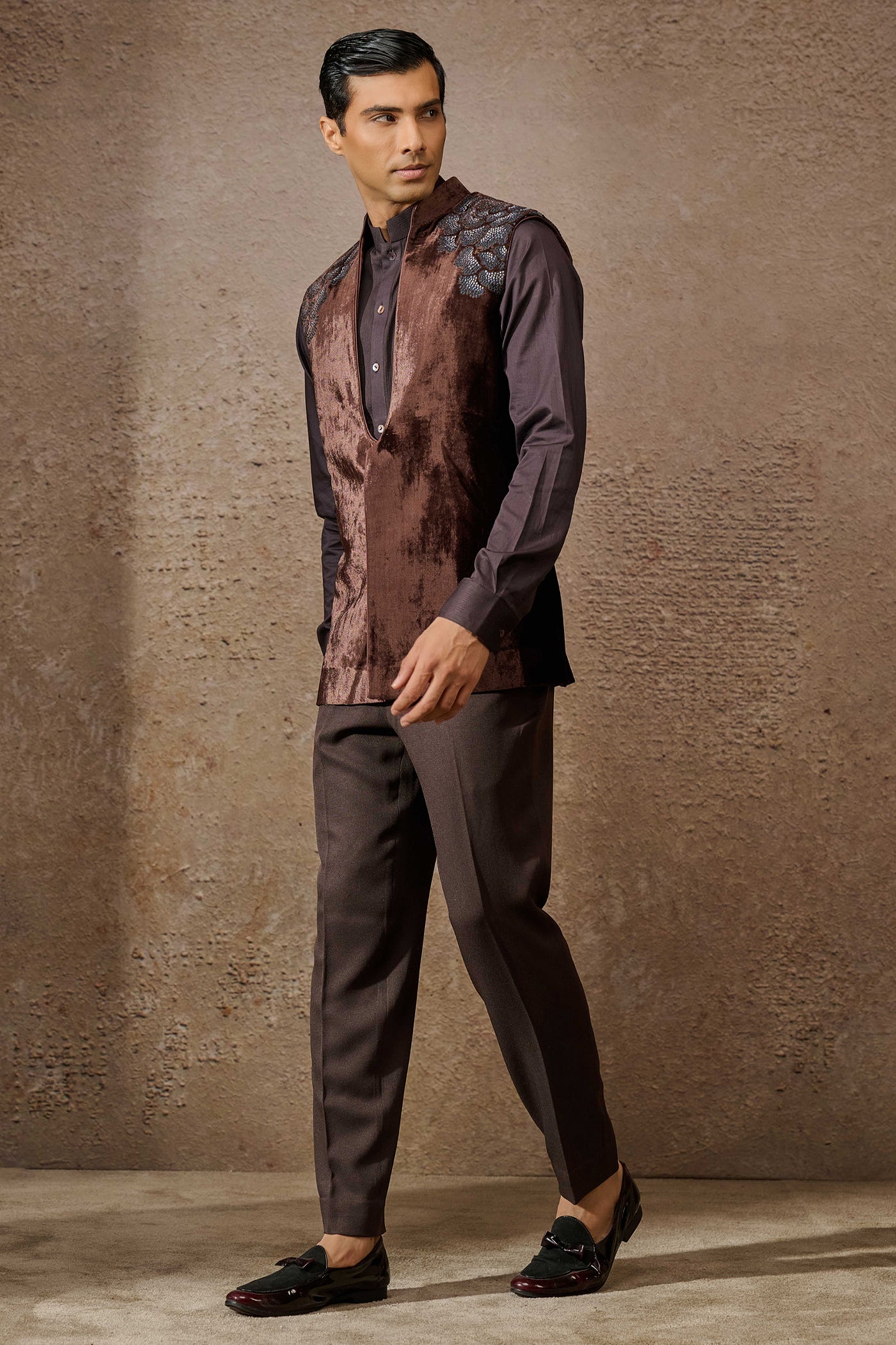 Indowestern Waistcoat Set Brown