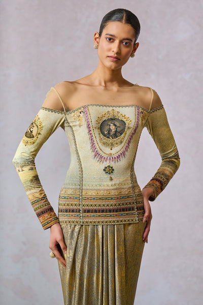 Tarun Tahiliani Oyster T-shirt indian designer wear online shopping melange singapore